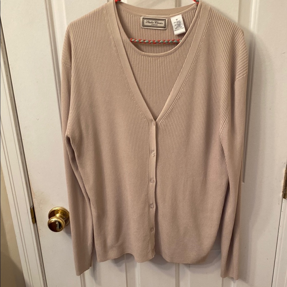 Cream Cardigan Sweater in Soft Knit